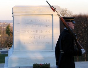 tomb of the unknown soldier - "here rests in honored glory an american soldier known but to god"