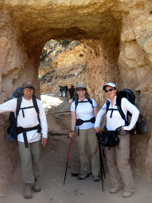 hubby, sylvis, and me at the second tunnel which means that we are just around the corner from the rim! (by peach)