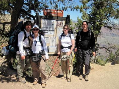 us four at the bright angel trailhead after three days of strenous hiking